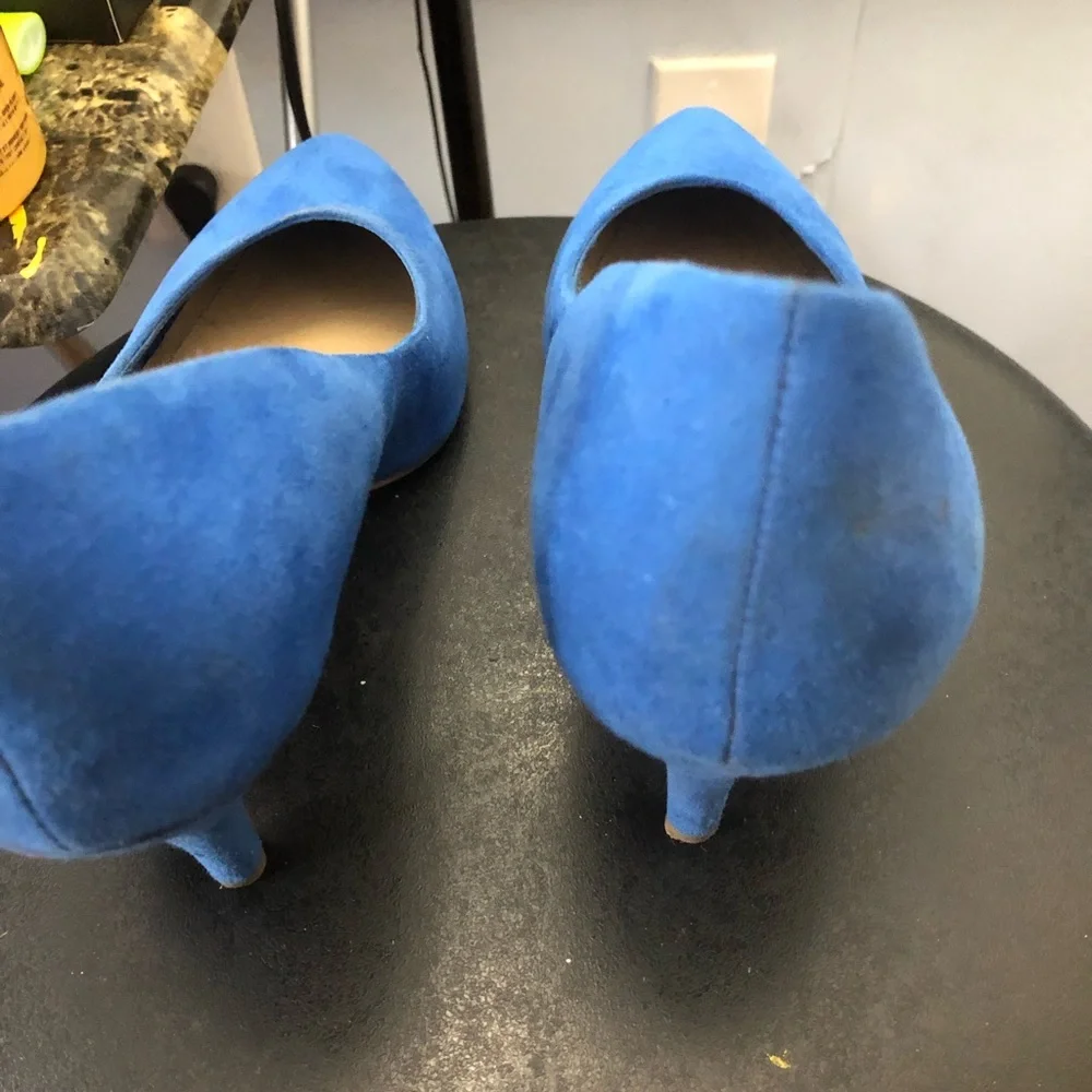 H&M Baby blue Jean look Suede small heel shoes - Picture 3 of 3